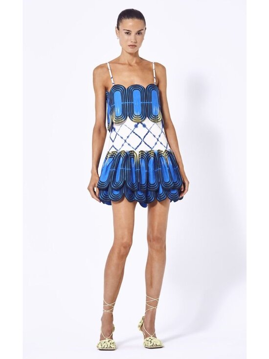 Alexis Dresses & Skirts - ALEXIS Bettina Linen Mini Dress Blue Ivory XS